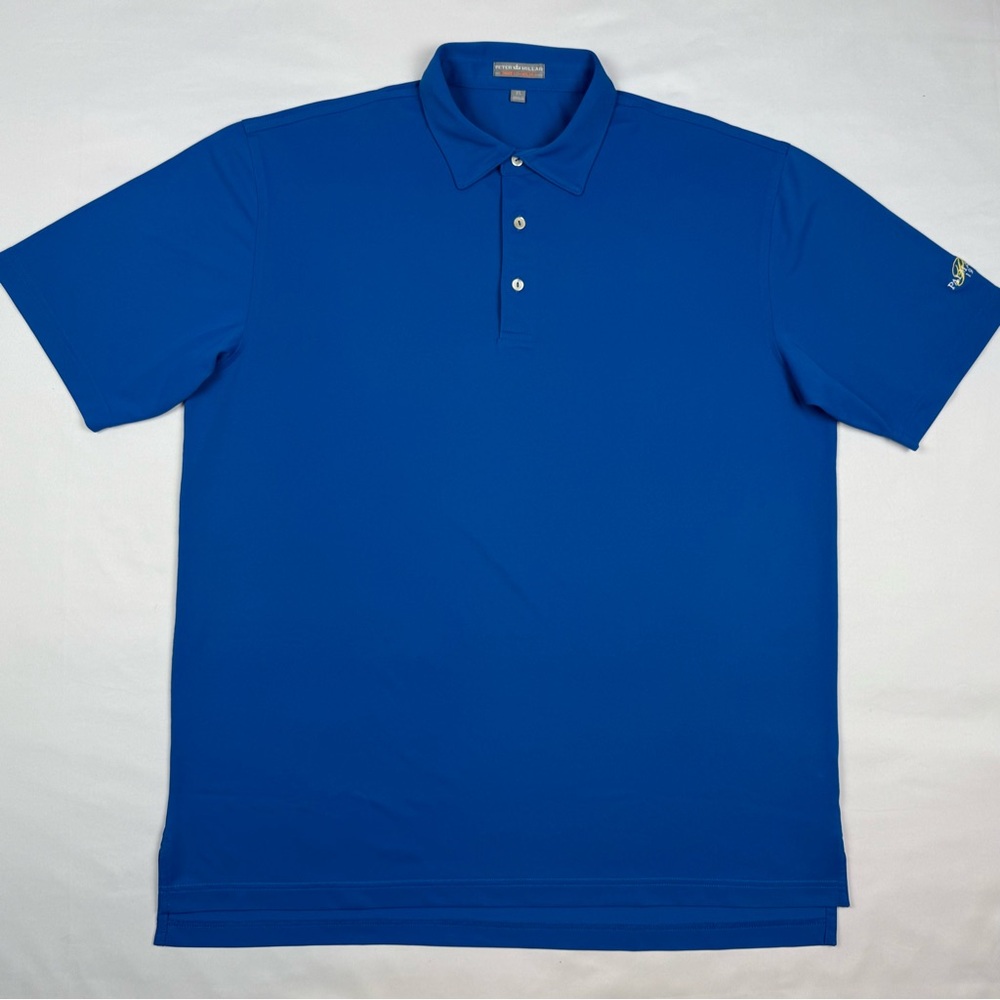 Peter Millar Summer Comfort Mens Golf Polo Shirt XL Solid Blue Short Sleeve B9